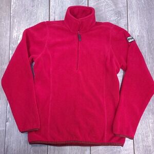 Helly Hansen Womens Feather Fleece Jacket Size Small Red Quarter Zip Pullover